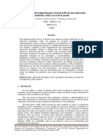 Un Escenario de Investigación para El Desarrollo de Una Educación Estadística Crítica en El Nivel Medio