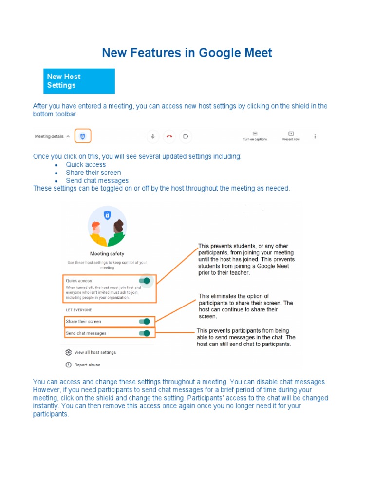 Google Meet: New Host Settings Explained | PDF