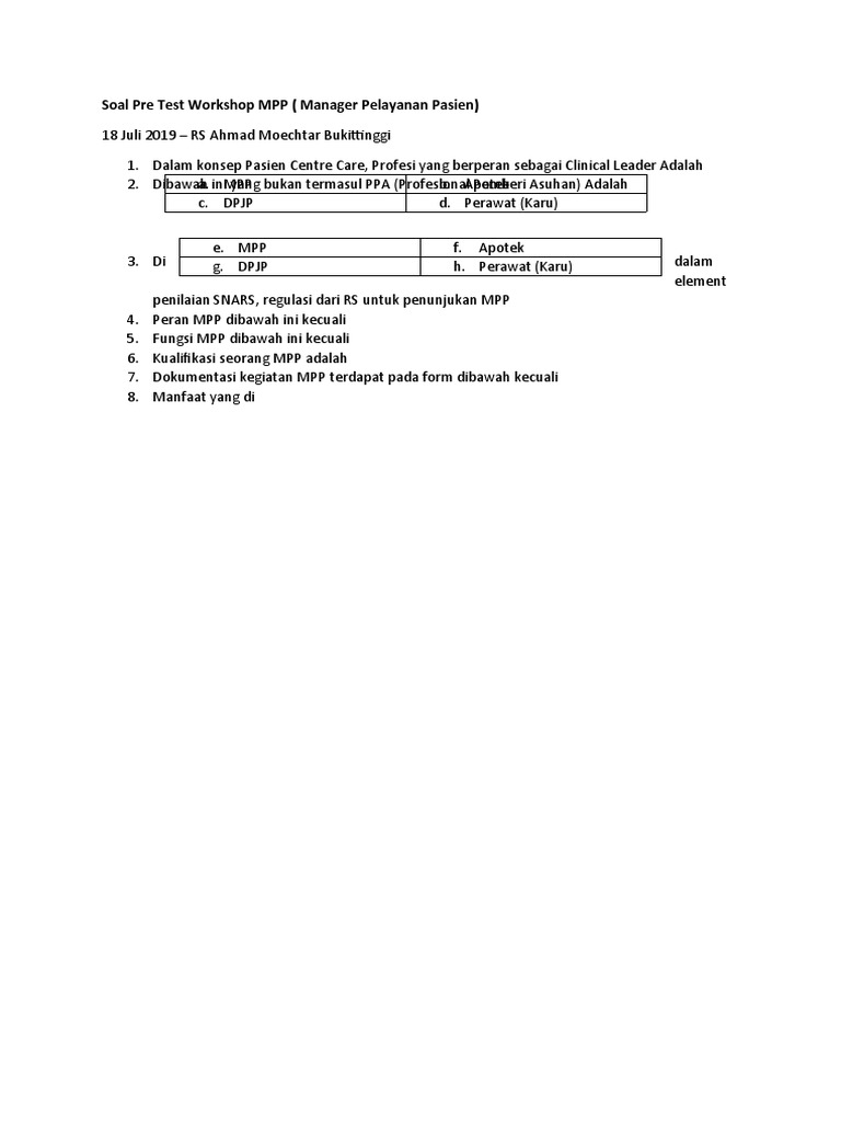 Pre - Post Test MPP | PDF