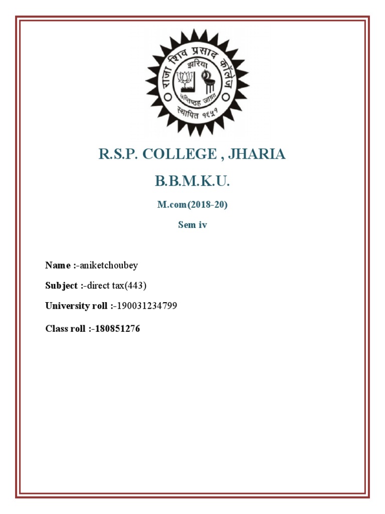 R.S.P. College, Jharia B.B.M.K.U PDF Gross Domestic Product