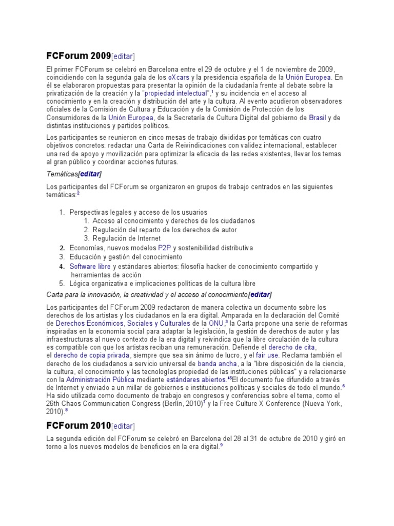 FCForum 2009: Cultura y Propiedad Intelectual | PDF | Esfera pública ...