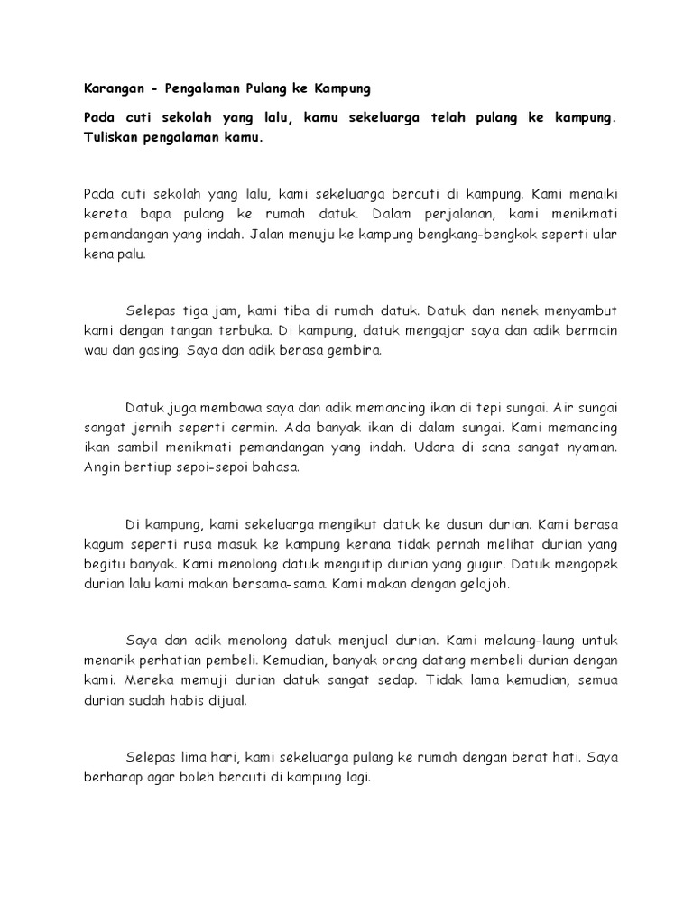 Karangan Pengalaman Pulang Ke Kampung Pdf