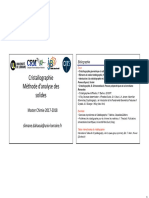 Cristallographie Méthode D'analyse Des Solides: Master Chimie 2017 2018 Slimane - Dahaoui@univ