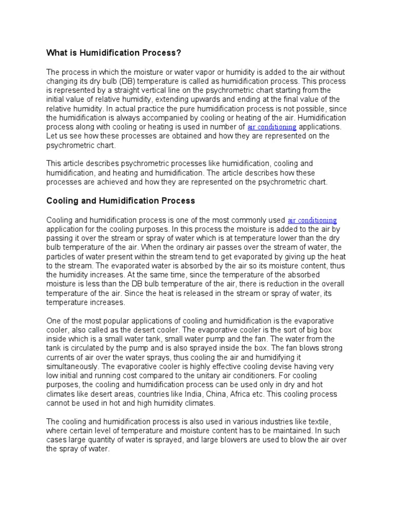 What Is Humidification Process? Air Conditioning PDF Air Conditioning Humidity