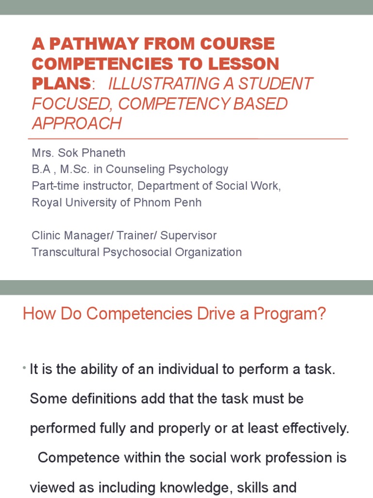 A Pathway From Course Competencies To Lesson Plans: Illustrating A ...