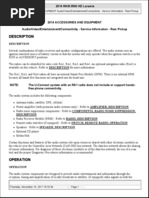 ACCESSORIES and EQUIPMENT AudioVideoEntertainmentConnectivity - Service Information - Ram Pickup
