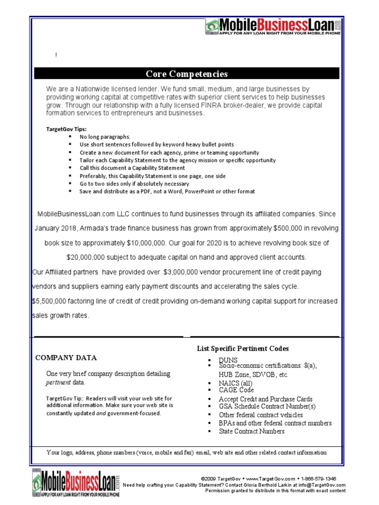 Capability Statement 03 | PDF | Factoring (Finance) | Credit