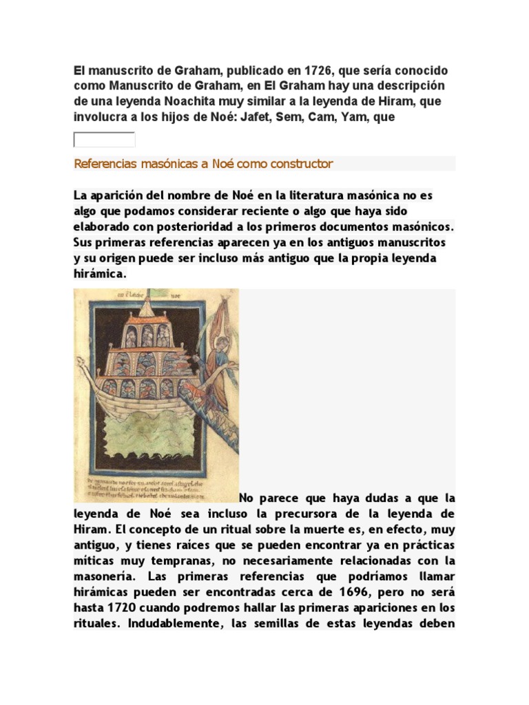 Leyenda Noachita en el Manuscrito Graham | PDF | Masonería | Noé