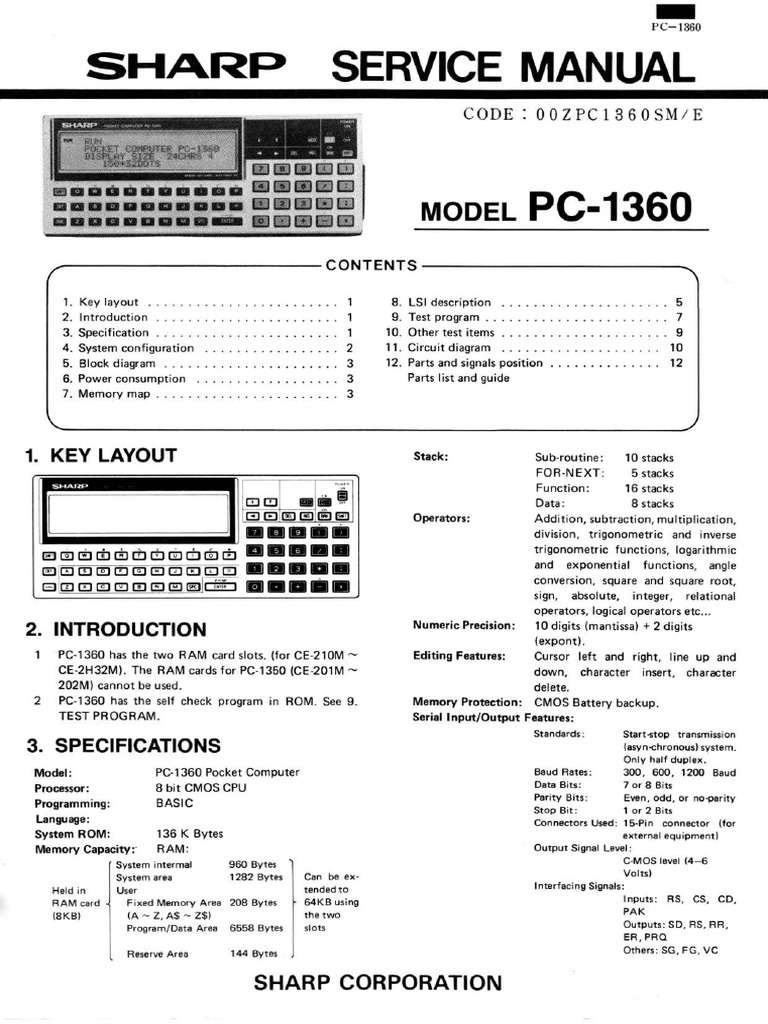 Service Manual: Sharp | PDF | Bit | Random Access Memory