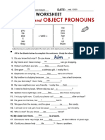 Subject Object Pronouns: Grammar Worksheet