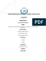 Actividades de Enseñanza Aprendizaje, y de Evaluacion