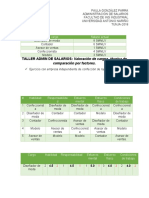 TALLER VALORACIÓN DE CARGOS, TECNICA DE COMPARACION POR FACTORES.docx