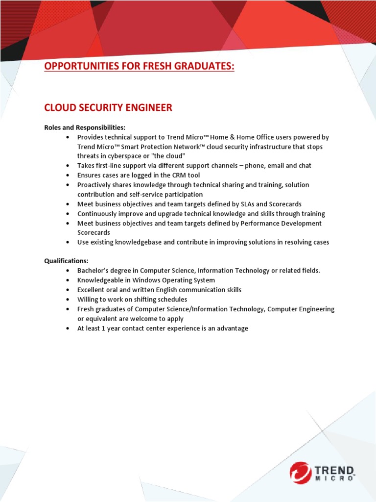Trend Micro Career Opportunities JDs | PDF | Cloud Computing | Cisco ...