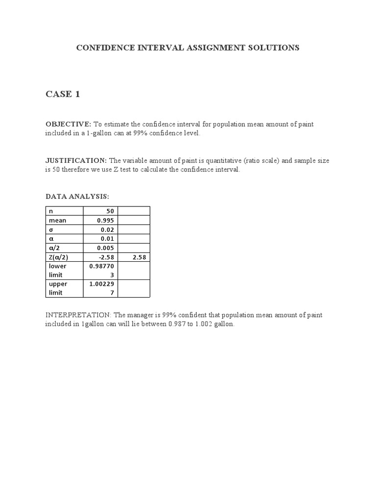 Confidence Interval Analysis Solutions | PDF | Confidence Interval ...