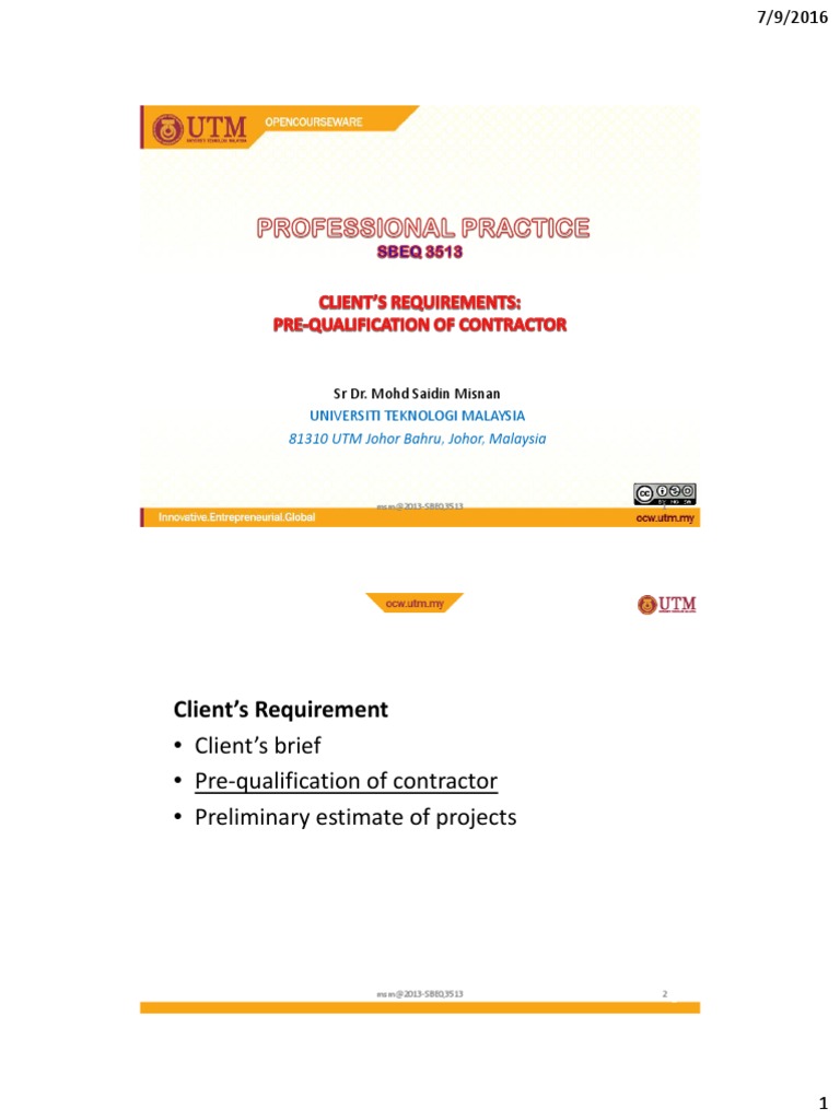 UAE Contractor Pre-Qualification Guide | PDF | Occupational Safety And ...