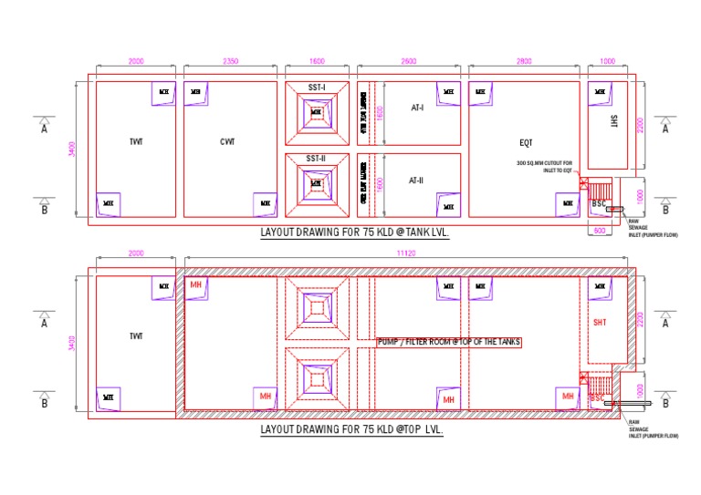 75 KLD Sewage Treatment Layout Drawing | PDF