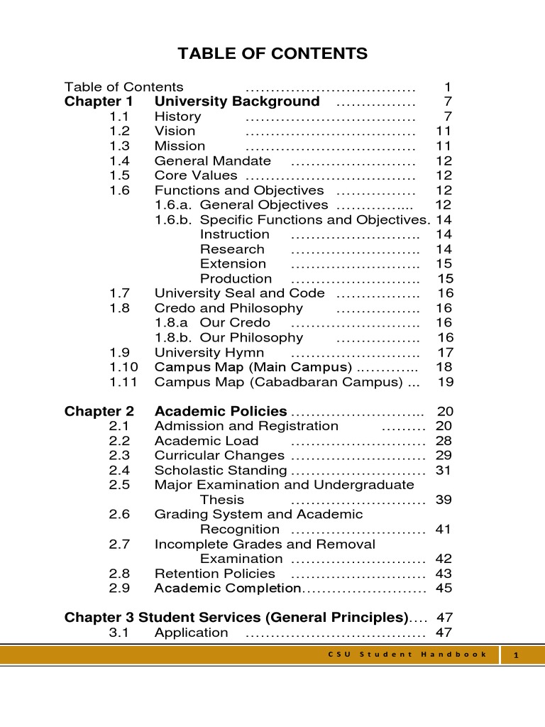 CSU Student Handbook PDF Course Credit University And College