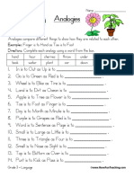 Analogy Worksheet PDF
