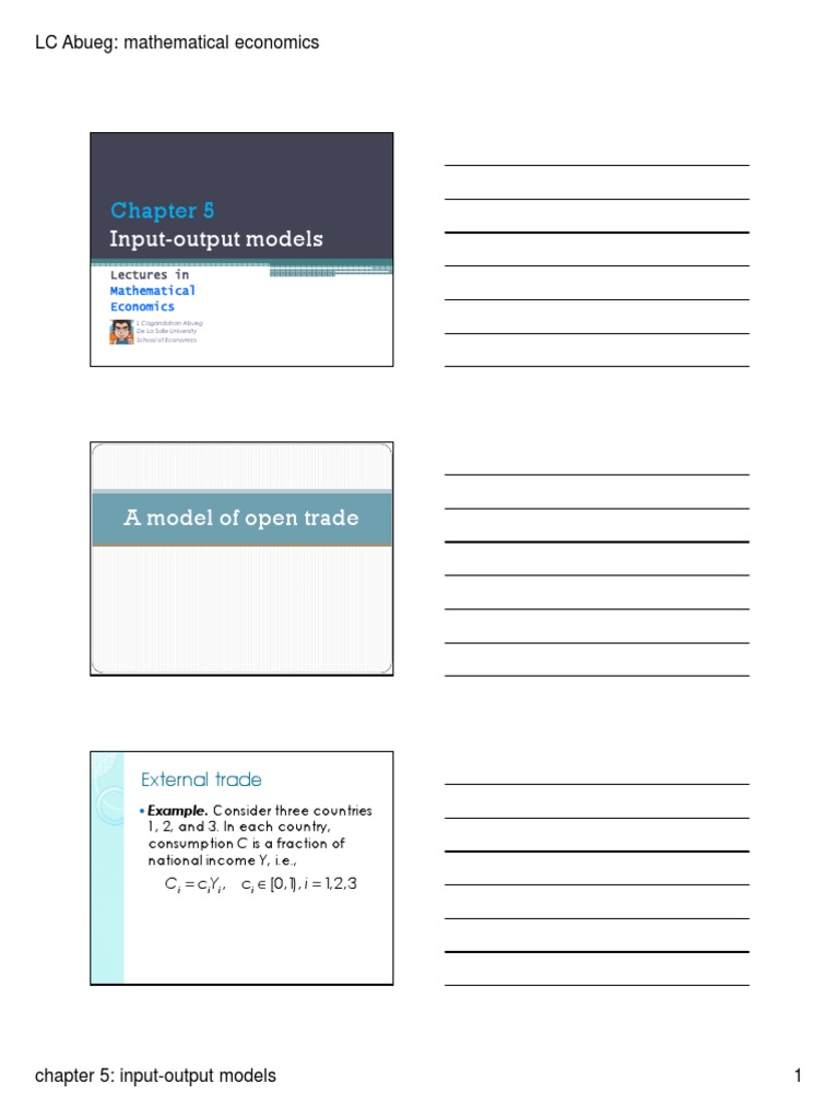 Input-Output Models: LC Abueg: Mathematical Economics | PDF | Input ...