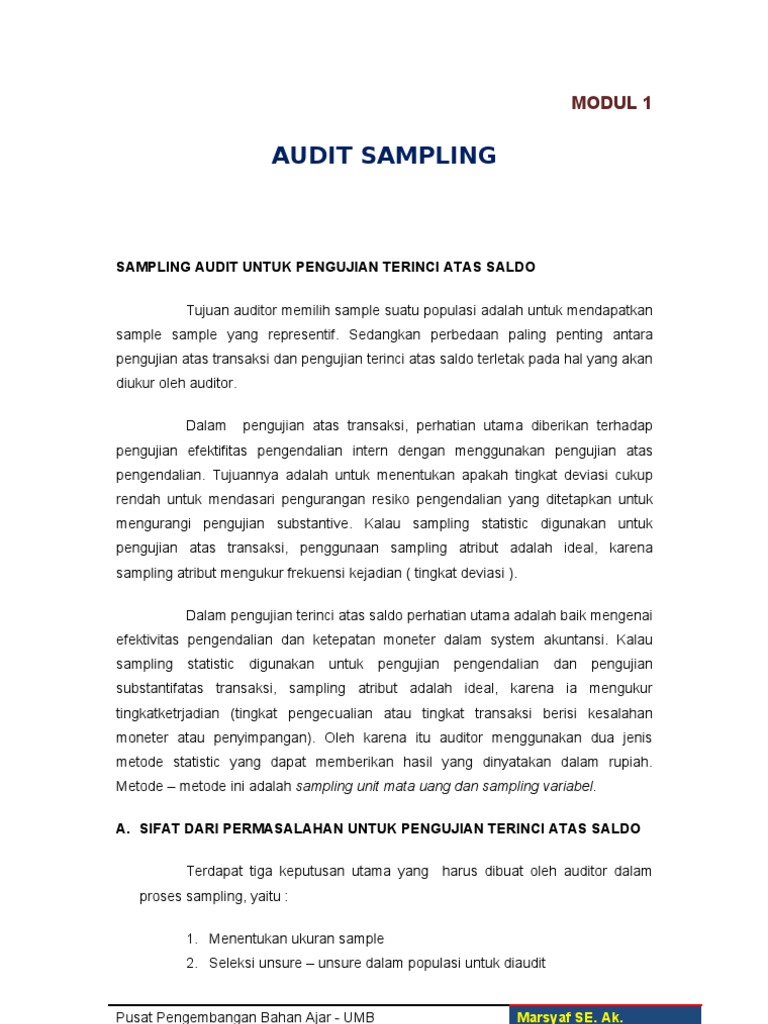 Teknik Sampling dalam Audit Transaksi | PDF