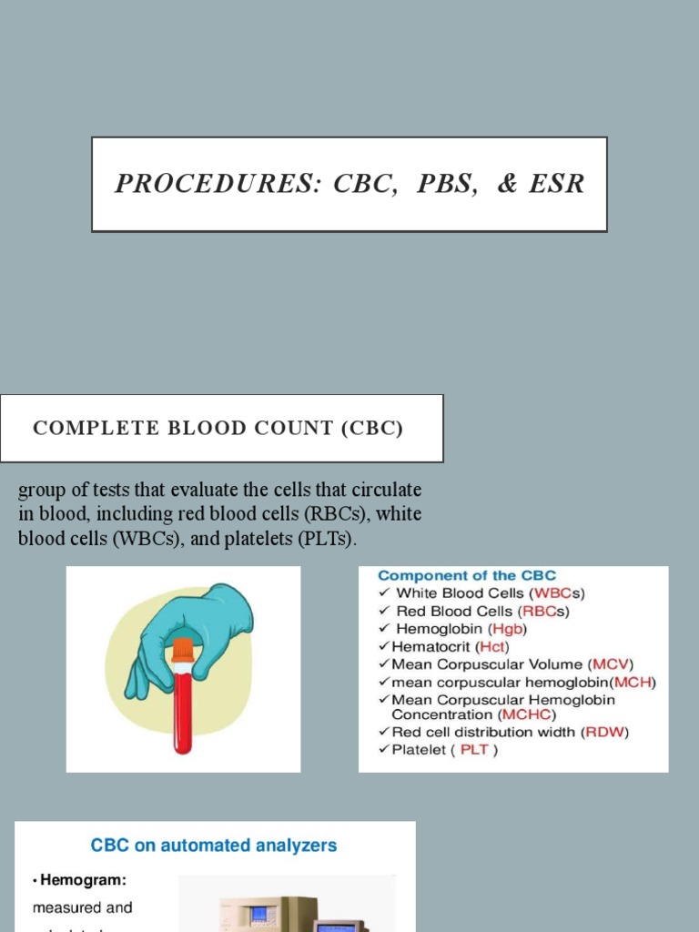 CBC, PBS, and ESR Testing Procedures | PDF | Red Blood Cell | Hematology