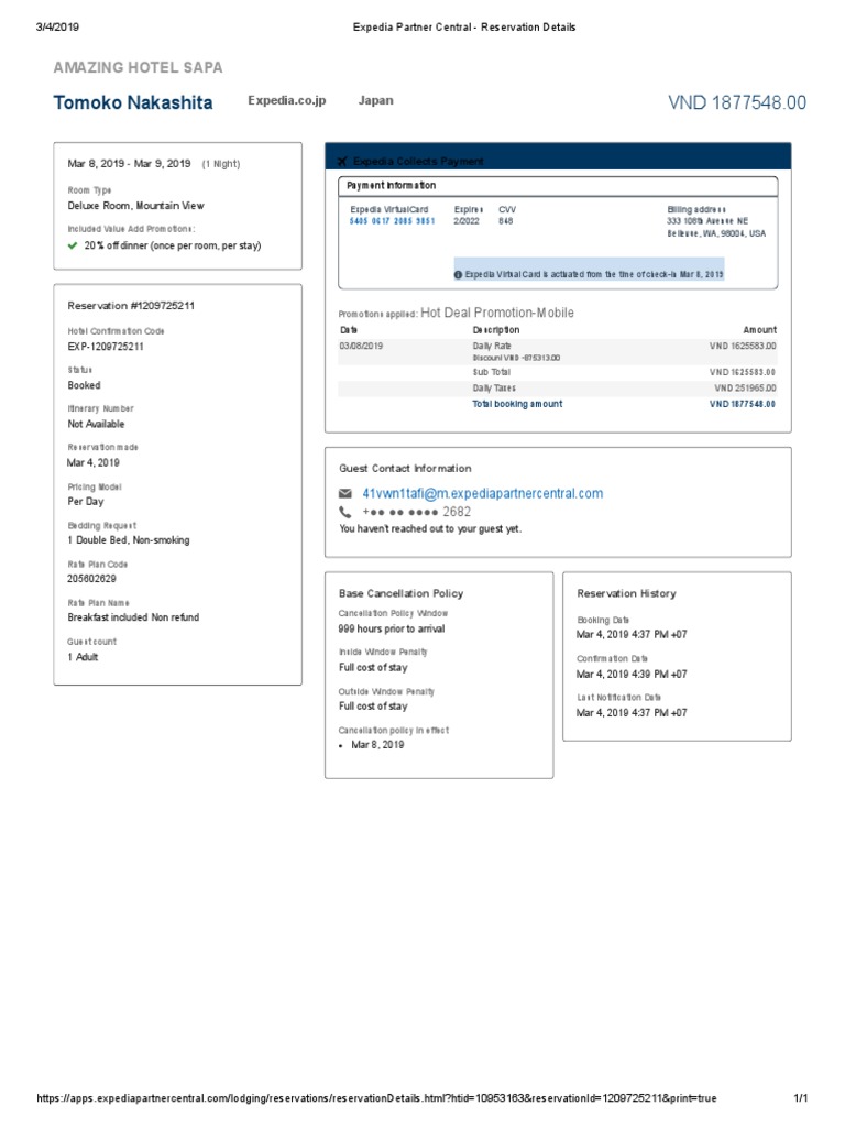 Expedia Reservation Details for Sapa | PDF | Payments | Economies