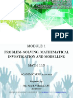Problem-Solving, Mathematical Investigation and Modelling: MATH 110