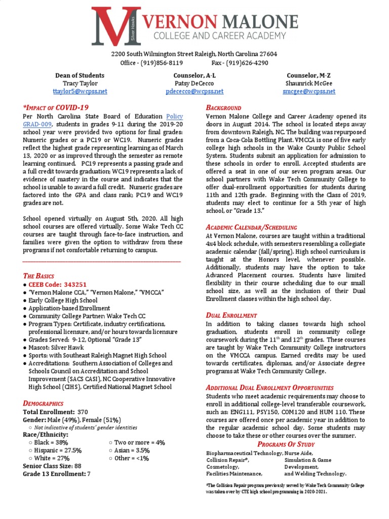 Vmcca School Profile Final 2020 | PDF