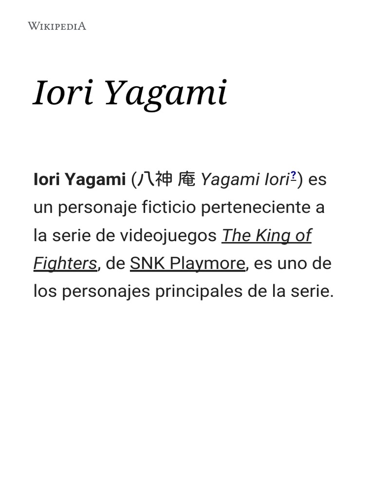Iori Yagami - Wikipedia