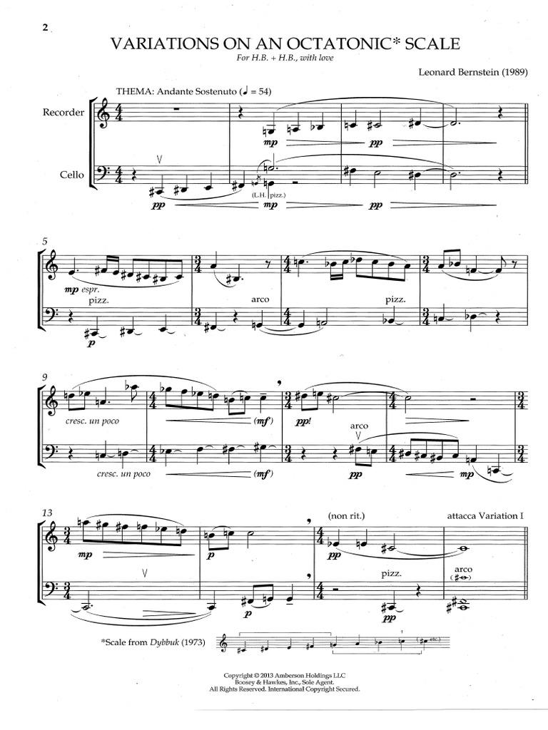Bernstein - Variations On An Octatonic Scale | PDF