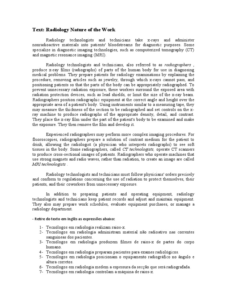 Radiology Technologist Course Overview | PDF | Radiography | Radiology