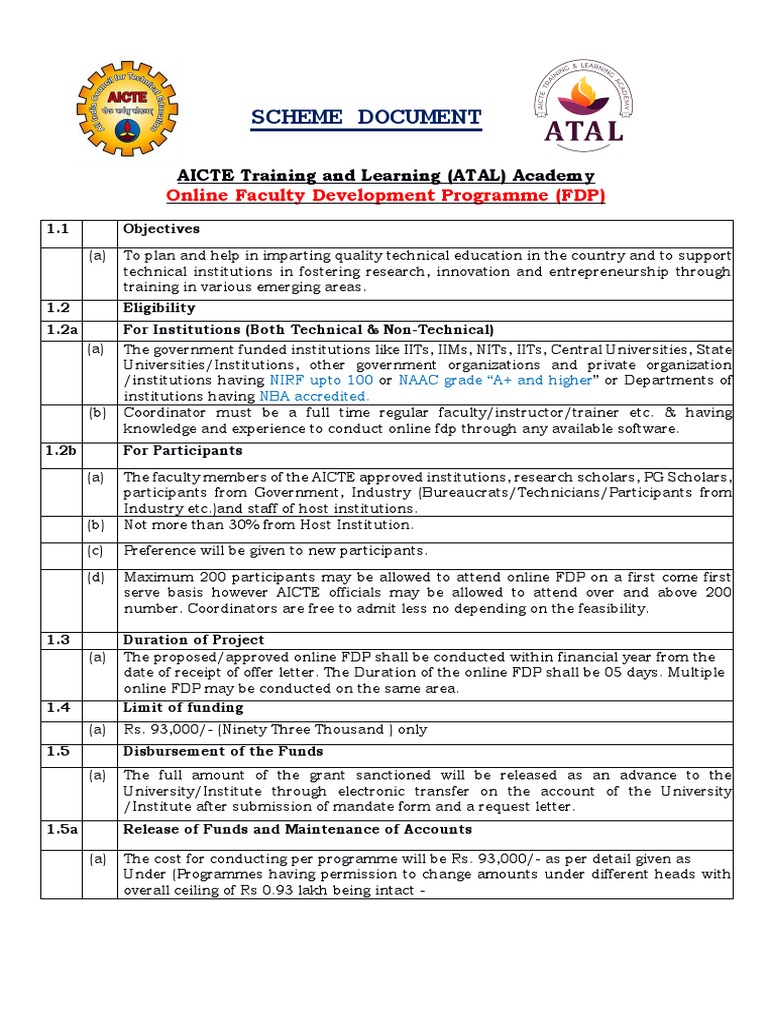 AICTE Online FDP Guidelines 2025 | PDF | Business