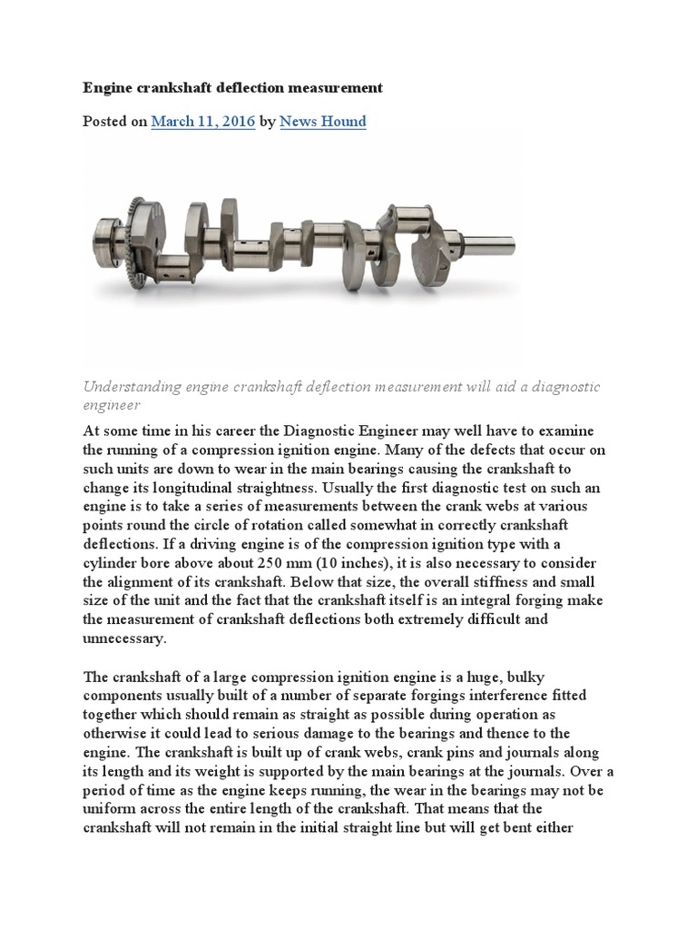 March 11, 2016 News Hound Engine Crankshaft Deflection Measurement