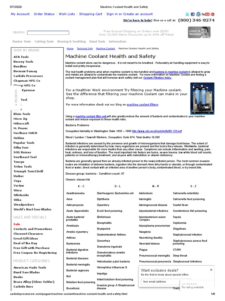 Machine Coolant Health and Safety PDF Acid Chemical Substances