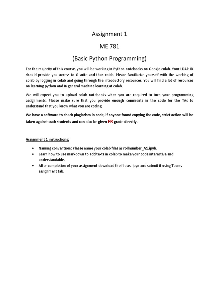 Assignments1 - Basic Python Programming | PDF | Computer Science ...