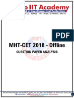 MHT-CET 2018 - Offline: Question Paper Analysis