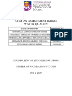 CHM 092 Assignment (Sdg6) Water Quality: Foundation of Engineering (P1009) Centre of Foundation Studies JULY 2020