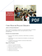 Como Hacer un Proyecto Educativo y liga para video de explicacion