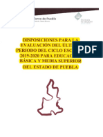 Disposiciones para La Evaluación Del Ultimo Periodo Del Ciclo Escolar 2019-2020, Puebla PDF