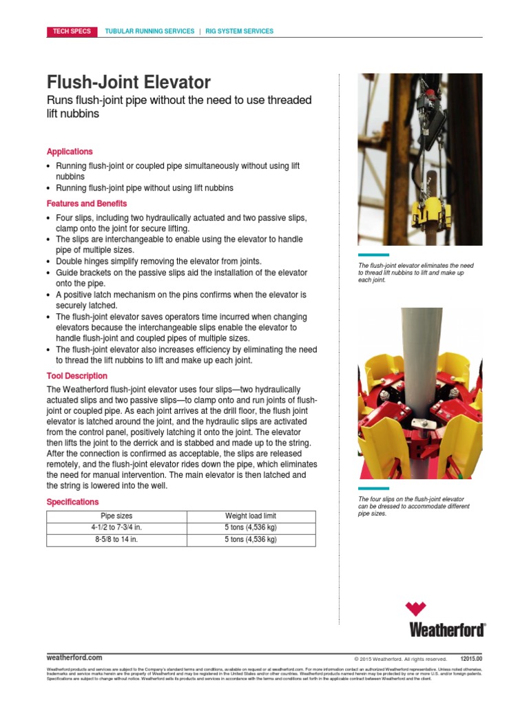 FlushJoint Elevator Runs FlushJoint Pipe Without The Need To Use
