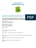 Individual Sports Weekly Fitness Log