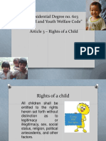 Presidential Degree No. 603 "Child and Youth Welfare Code" Article 3 - Rights of A Child