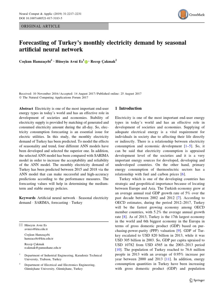 Monthly Electricity Demand Forecasting in Turkey | PDF | Autoregressive ...