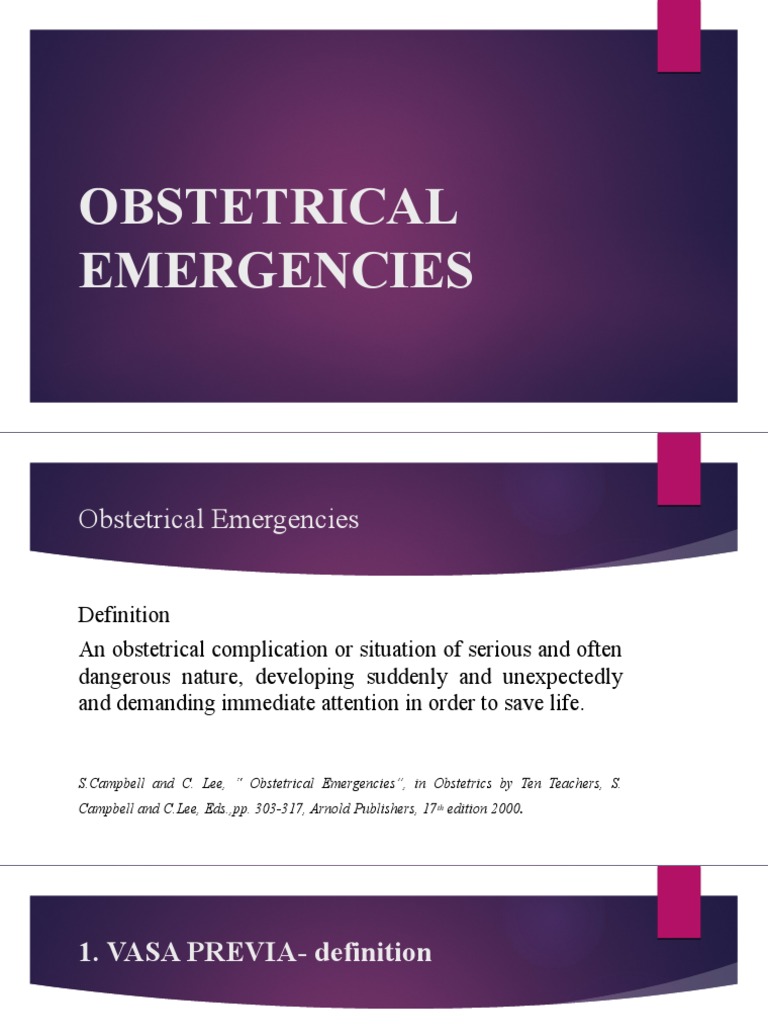 Obstetrical Emergencies Overview | PDF | Childbirth | Women's Health