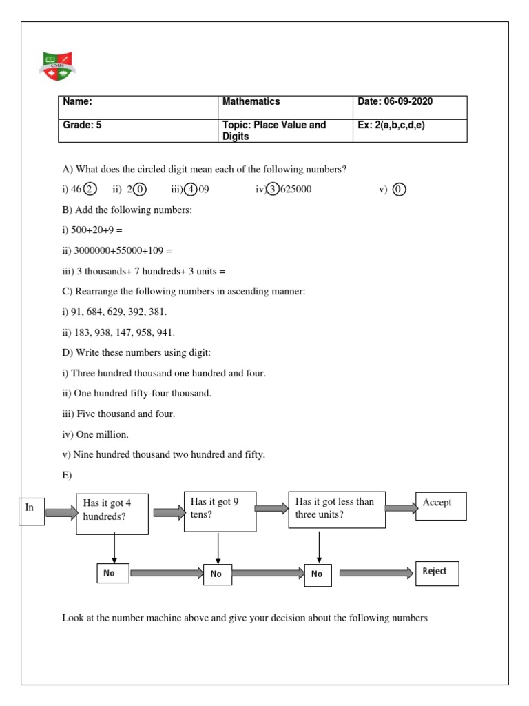 Grade 5 Place Value Math Exercises | PDF | Games & Activities | Computers