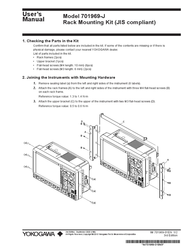 User's Manual: Model 701969-J Rack Mounting Kit (JIS Compliant) | PDF ...