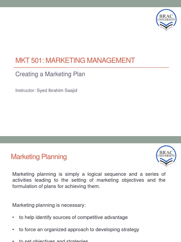 Lecture 08 - Marketing Plan PDF | PDF | Brand | Marketing