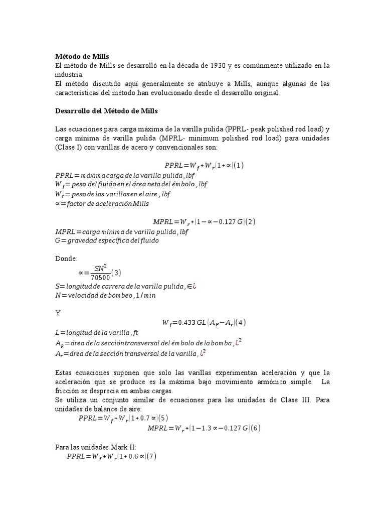 Método de Mills y API | PDF | Bomba | Mecánica