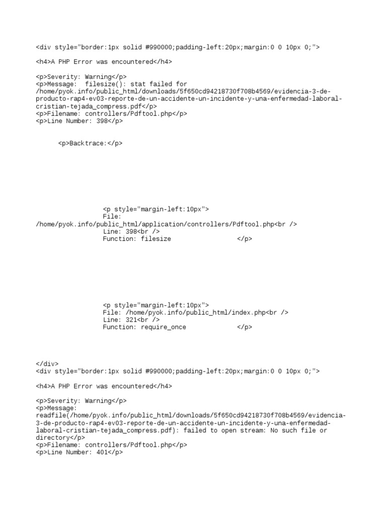 PHP File Access Error Report | PDF | Technology & Engineering