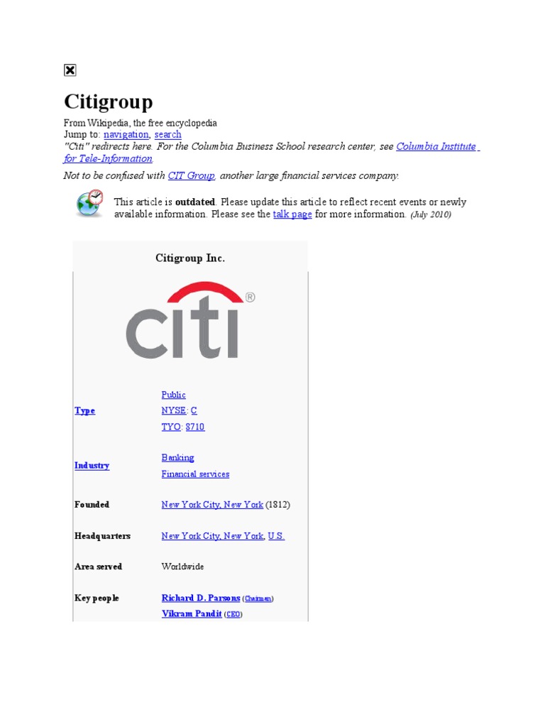 Citigroup | PDF | Citigroup | Citibank